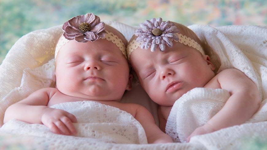 Multiple Birth - Twin sisters as babies